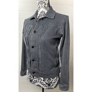 Wildfang x Publish Denim Striped Jacket Womens Sz XS Navy/White Beach Western